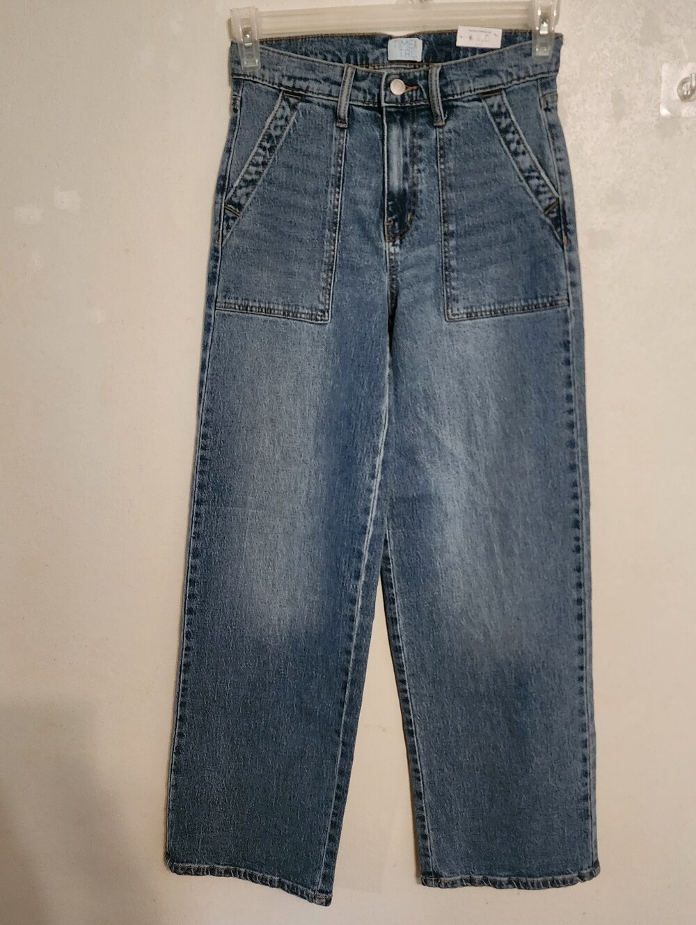Time And Tru Relaxed Fit Utility Trouser Jeans Medium Wash Sz 2 NWT, Inseam 30"
